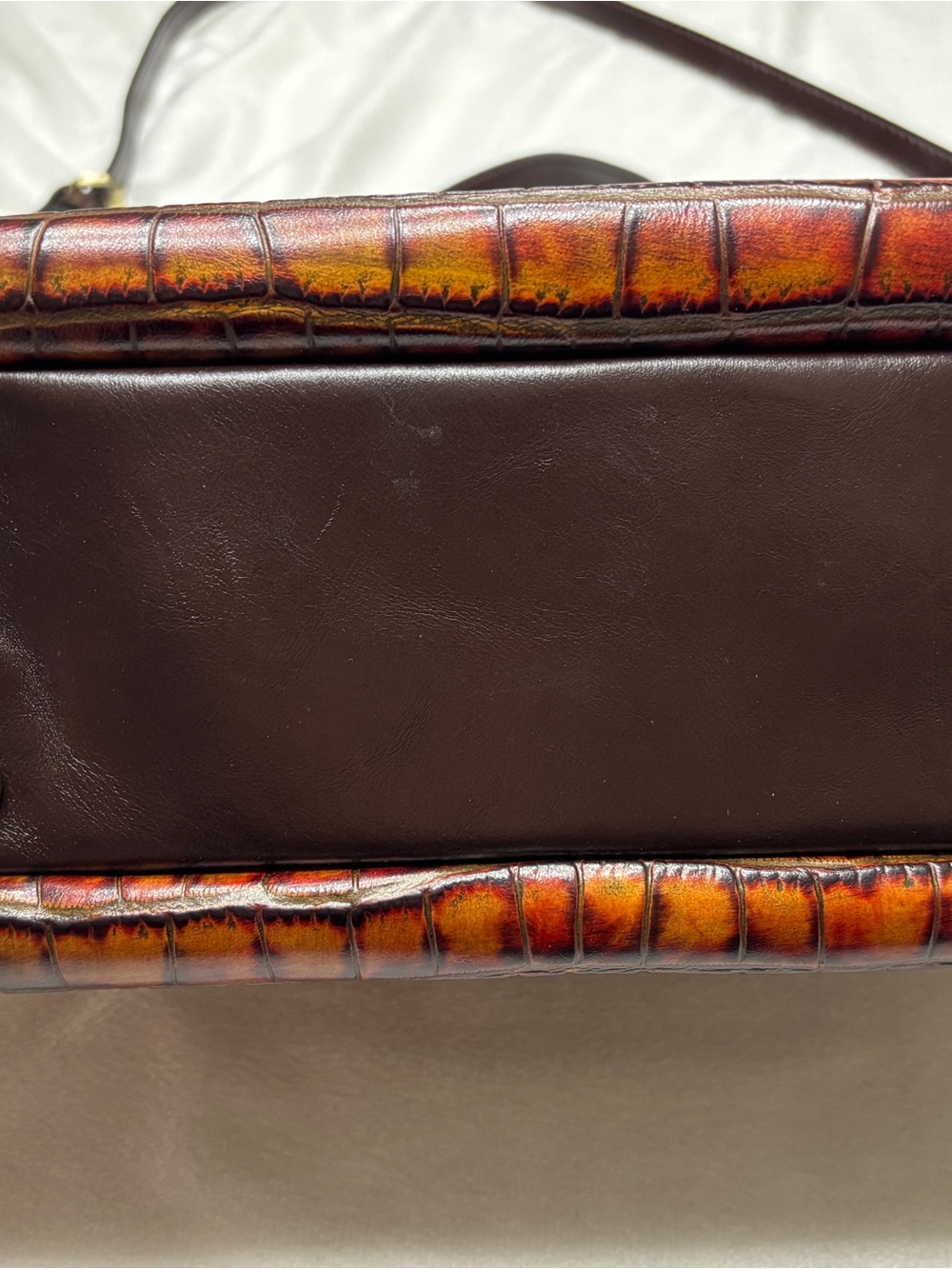 Patricia Nash Brown Rosora Croc-Embossed Leather Satchel Autumn Bag - Picture 15 of 16